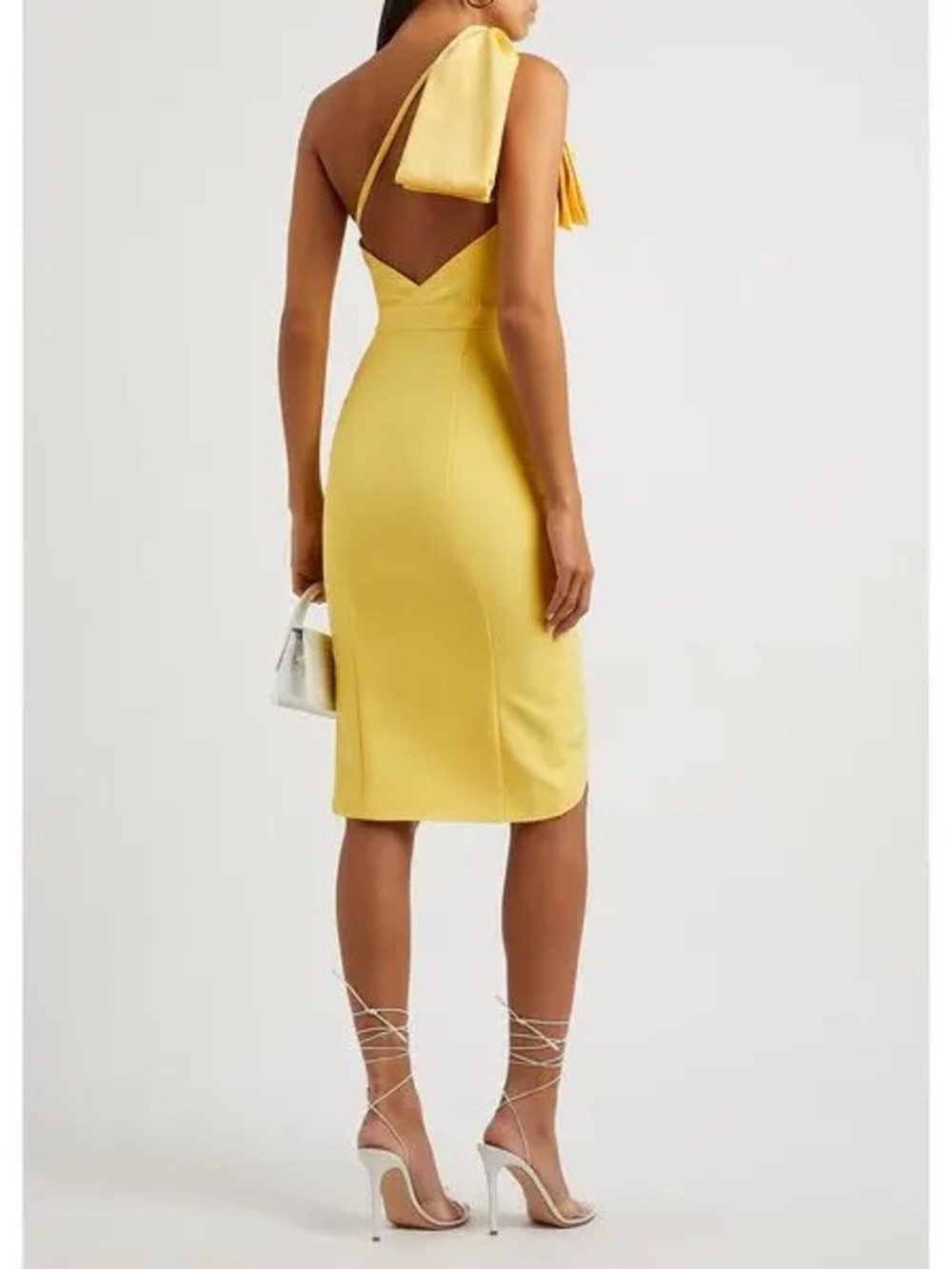 LAVISH ALICE One-Shoulder Bow Yellow Asymmetrical Cocktail Party Dress Size 18